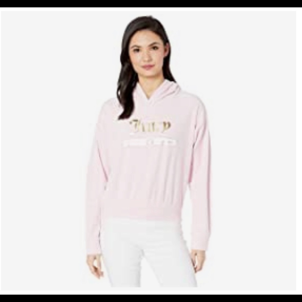 Juicy Couture foiled Logo velour hoodie cropped